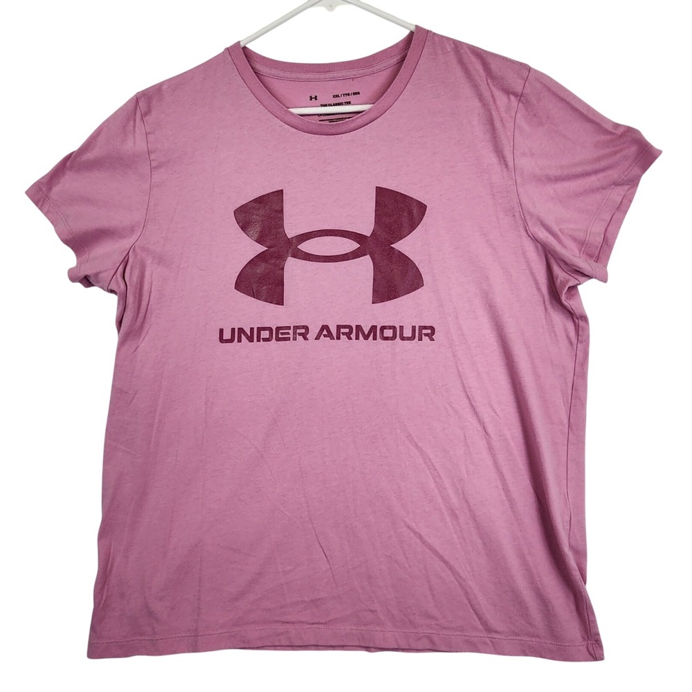 Under Armour Pink Graphic Tee XXL Short Sleeve Sporty Gym Activewear Classic T